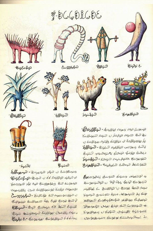 I've been exploring the strangest: book Codex Seraphinianus by Luigi  Serafini, here's one page. : r/wtfart